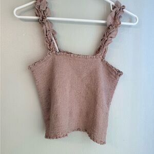 Aerie Ruffle Cropped Tank S